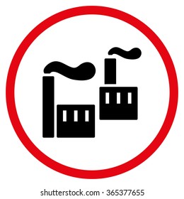 Smoking Industry vector icon. Style is bicolor flat circled symbol, intensive red and black colors, rounded angles, white background.