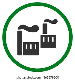 Smoking Industry vector icon. Style is bicolor flat circled symbol, green and gray colors, rounded angles, white background.