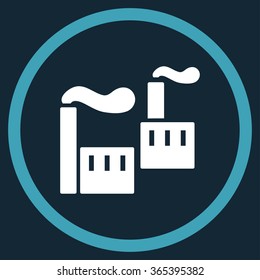 Smoking Industry vector icon. Style is bicolor flat circled symbol, blue and white colors, rounded angles, dark blue background.