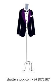 Smoking jacket drawing. Vector illustration.
