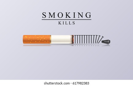 Smoking Kills. Creative illustration with burning cigarette. Vector