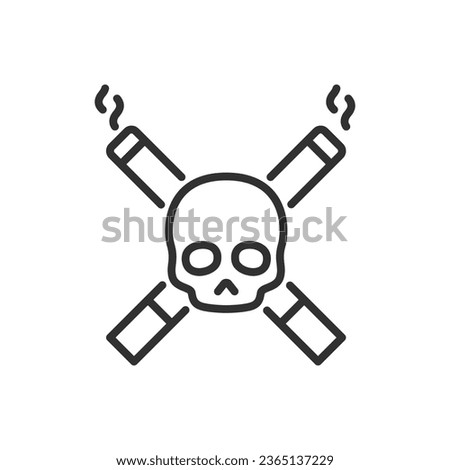 Smoking kills, linear icon. Skull and cigarettes. Line with editable stroke