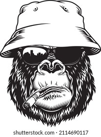 a smoking kingkong vector illustration