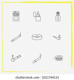 Smoking line icon set bong, wire  and cigar
