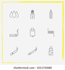 Smoking line icon set cigar, cigarette and wire 
