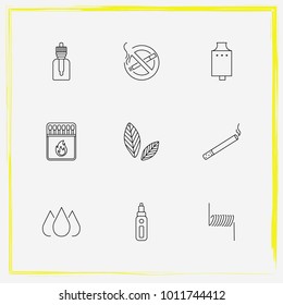 Smoking line icon set cigarette, wire  and vape mod