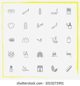 Smoking line icon set no smoking, sheet and match
