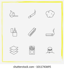 Smoking line icon set rip, cigarettes and cigarette