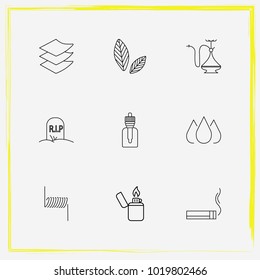 Smoking line icon set rip, wire  and cotton