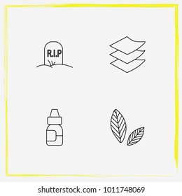 Smoking line icon set sheet, cotton and rip