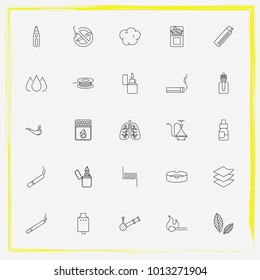 Smoking line icon set sheet, no smoking and cigarettes