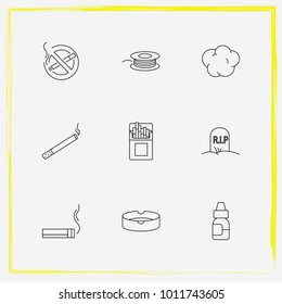 Smoking line icon set wire , smoke and cigarette