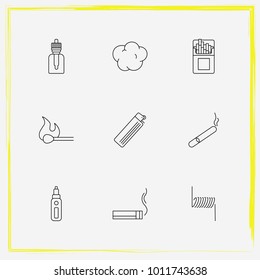 Smoking line icon set wire , cigarettes and lighter