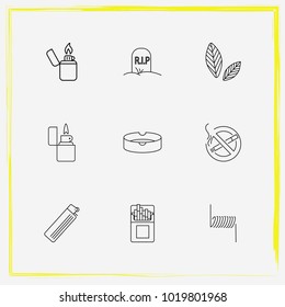 Smoking line icon set wire , sheet and rip