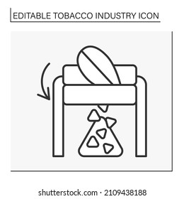  Smoking Line Icon. Tobacco Leaf Shredding For Homemade Cigarettes.Tobacco Industry Concept. Isolated Vector Illustration. Editable Stroke