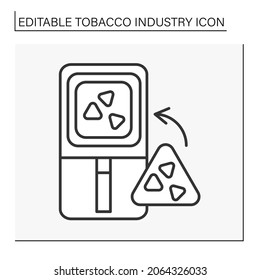  Smoking Line Icon. Tobacco Stuffing Machine. Tobacco Industry Concept. Isolated Vector Illustration. Editable Stroke