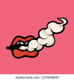 Smoking Lips Cartoon Vector Illustration Stock Vector (Royalty Free ...