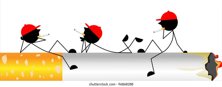 smoking little men (vector image icon)