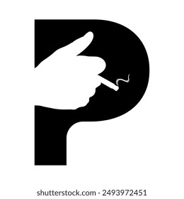 Smoking Logo combine with letter P vector template