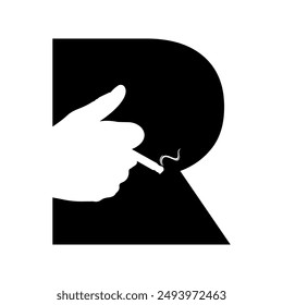 Smoking Logo combine with letter R vector template