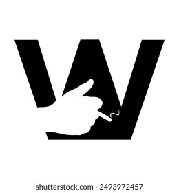 Smoking Logo combine with letter W vector template