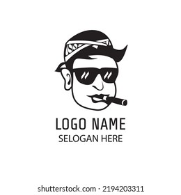 smoking male mascot. Can be used for business logos in the field of food, drinks or lodging, a relaxing place

