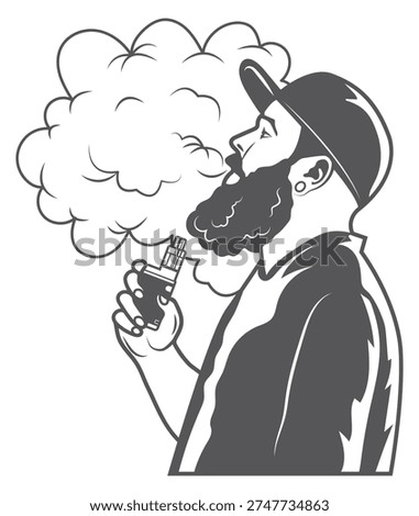 Smoking man with electronic cigarette. Aroma fume alternative