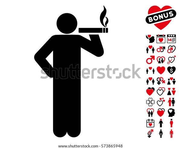 Smoking Man Icon Bonus Lovely Pictograms Stock Vector Royalty Free 573865948