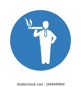 Smoking man icon, Thinking, Relax, cigarette smoker/ blue version