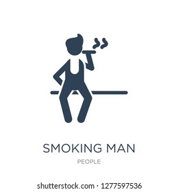 smoking man icon vector on white background, smoking man trendy filled icons from People collection, smoking man vector illustration