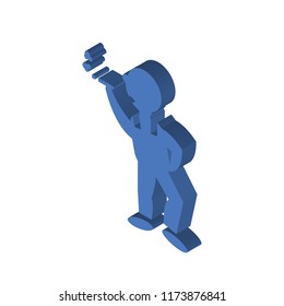 Smoking man isometric left top view 3D icon