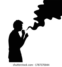 Smoking man silhouette vector on white background