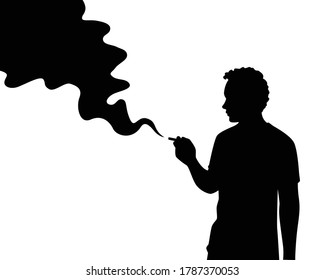 Smoking Man Silhouette Vector On White Stock Vector (Royalty Free ...