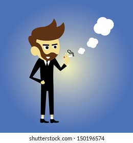 Smoking man vector cartoon style