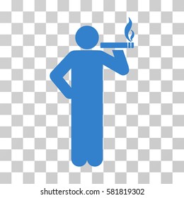 Smoking Man vector icon. Illustration style is a flat iconic cobalt symbol on a transparent background.