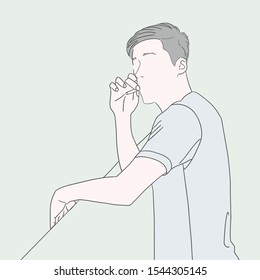 A smoking man. Vector illustration.
