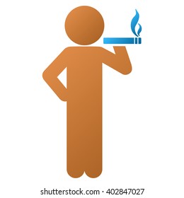 Smoking man vector toolbar icon for software design. Style is a gradient icon symbol on a white background.