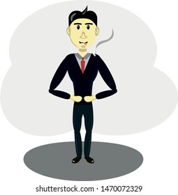 
smoking man.flat caracter style vector illustration isolated on white background