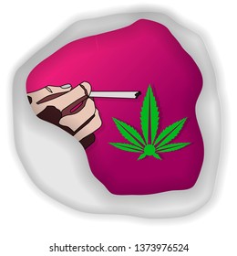 Smoking marijuana paper cut shadow.