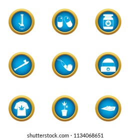 Smoking mixture icons set. Flat set of 9 smoking mixture vector icons for web isolated on white background