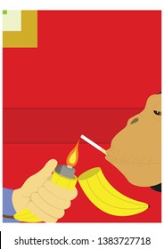 Smoking monkey with banana vector illustration