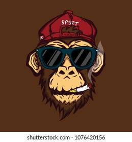 Smoking Monkey Mascot Logo