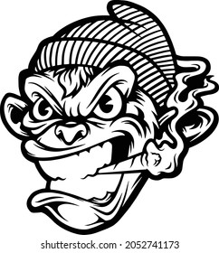 SMOKING MONKEY VECTOR ART DESIGN