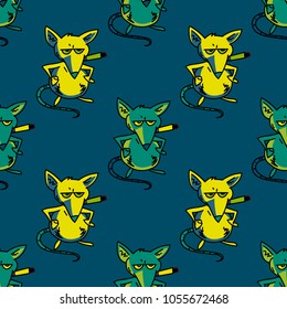 Smoking mouse seamless pattern. Original design for print or digital media.