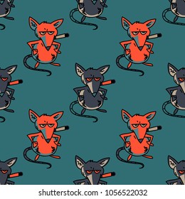 Smoking mouse seamless pattern. Original design for print or digital media.