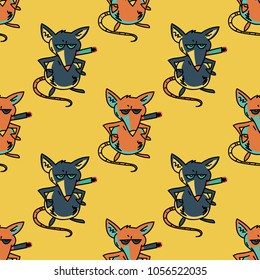 Smoking mouse seamless pattern. Original design for print or digital media.