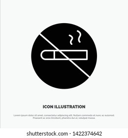 Smoking, No Smoking, Cigarette, Health Solid Black Glyph Icon