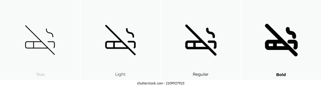 smoking no icon. Thin, Light Regular And Bold style design isolated on white background