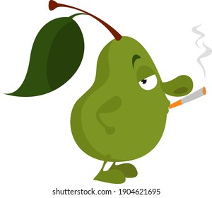 Ilustración vectorial de pera humeante sobre fondo blanco.