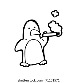 smoking penguin cartoon